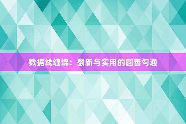 数据线缠绵：翻新与实用的圆善勾通
